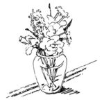 line drawing of spring flowers for the Seder table