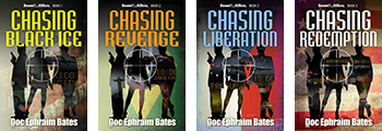 Book covers for the 4-book Boom!...Killers. series by Doc Ephraim Bates